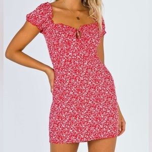 Princess Polly Red Floral Mini Dress | Size 6